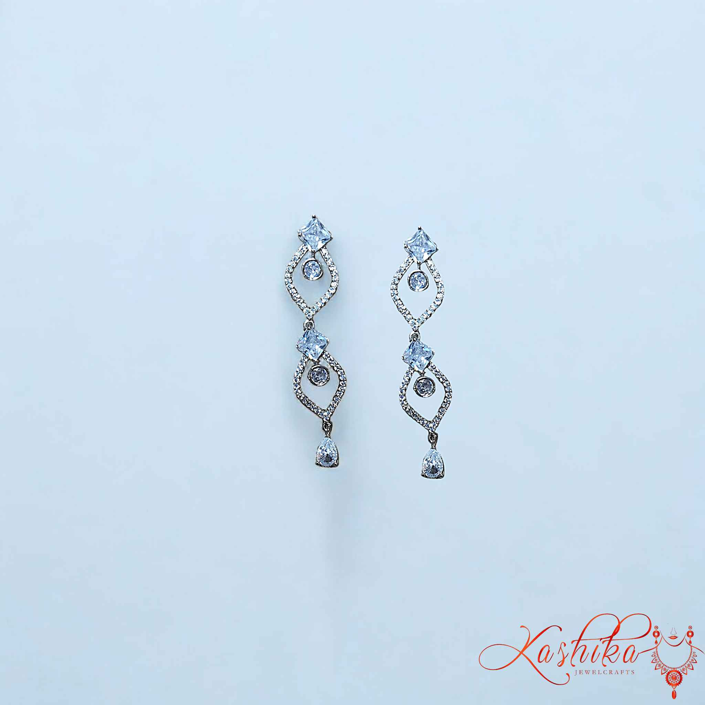White Kundan Style American Diamond Necklace Set - Kashika JewelCrafts