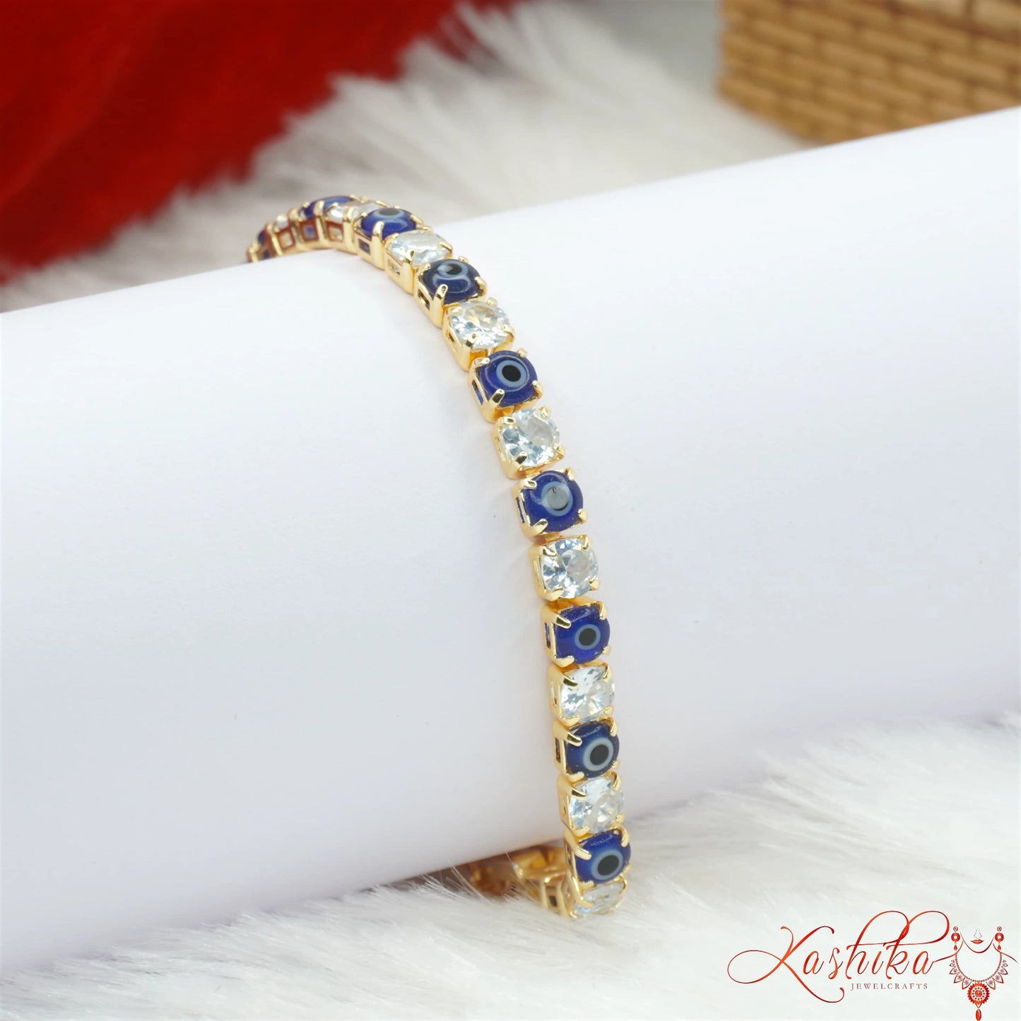 Gold Evil Eye Tennis Bracelet for Women – CZ Diamond Nazar Protection Bracelet