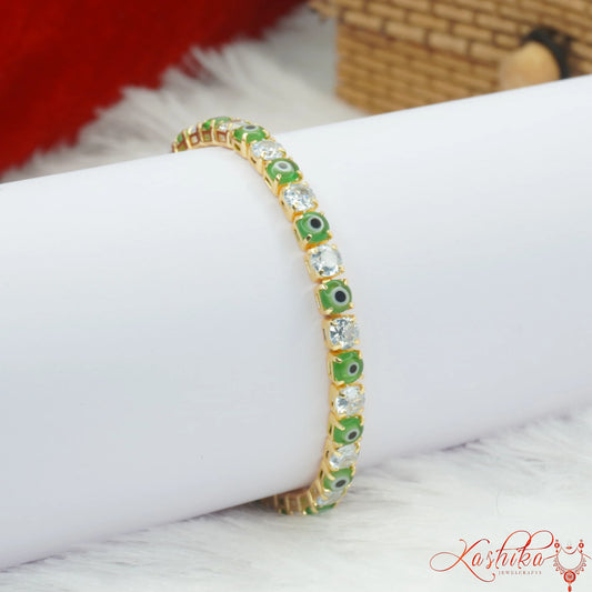 Gold Evil Eye Tennis Bracelet for Women – CZ Diamond Nazar Protection Bracelet