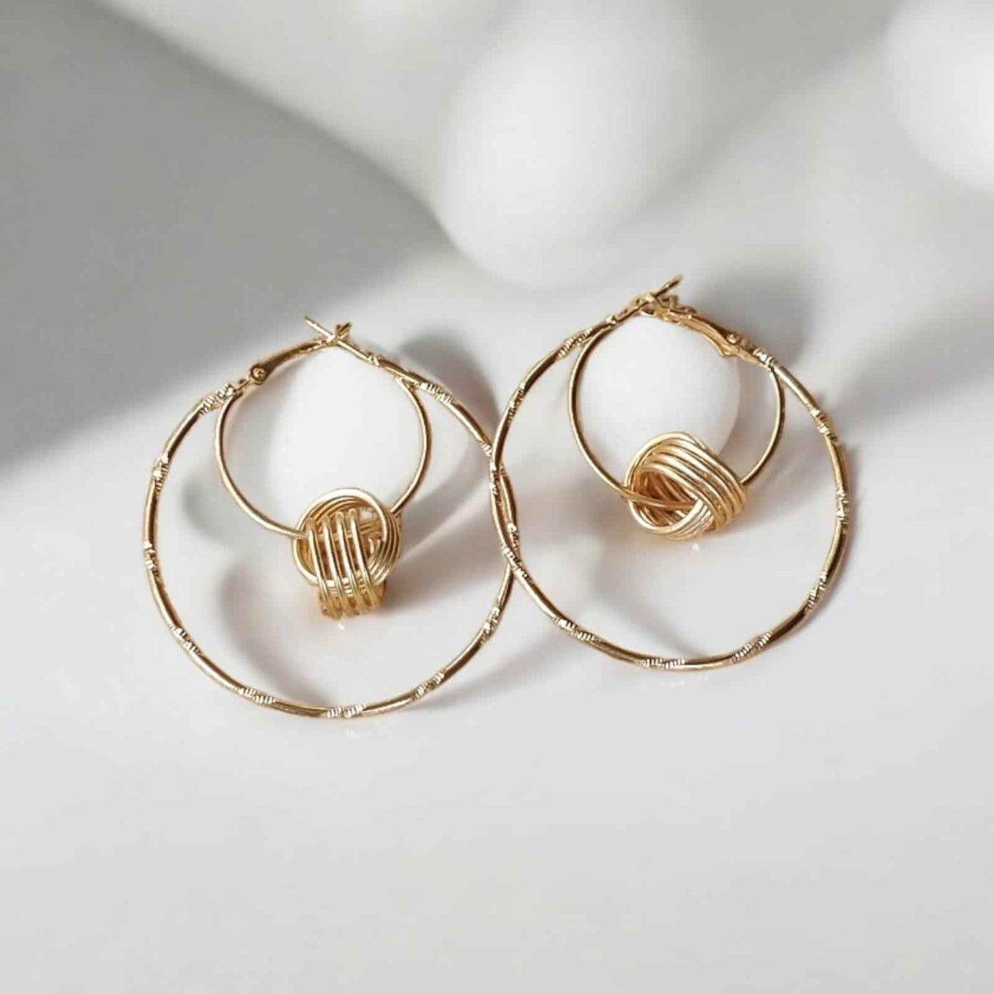 Gold stylish hoop earrings - Kashika JewelCrafts