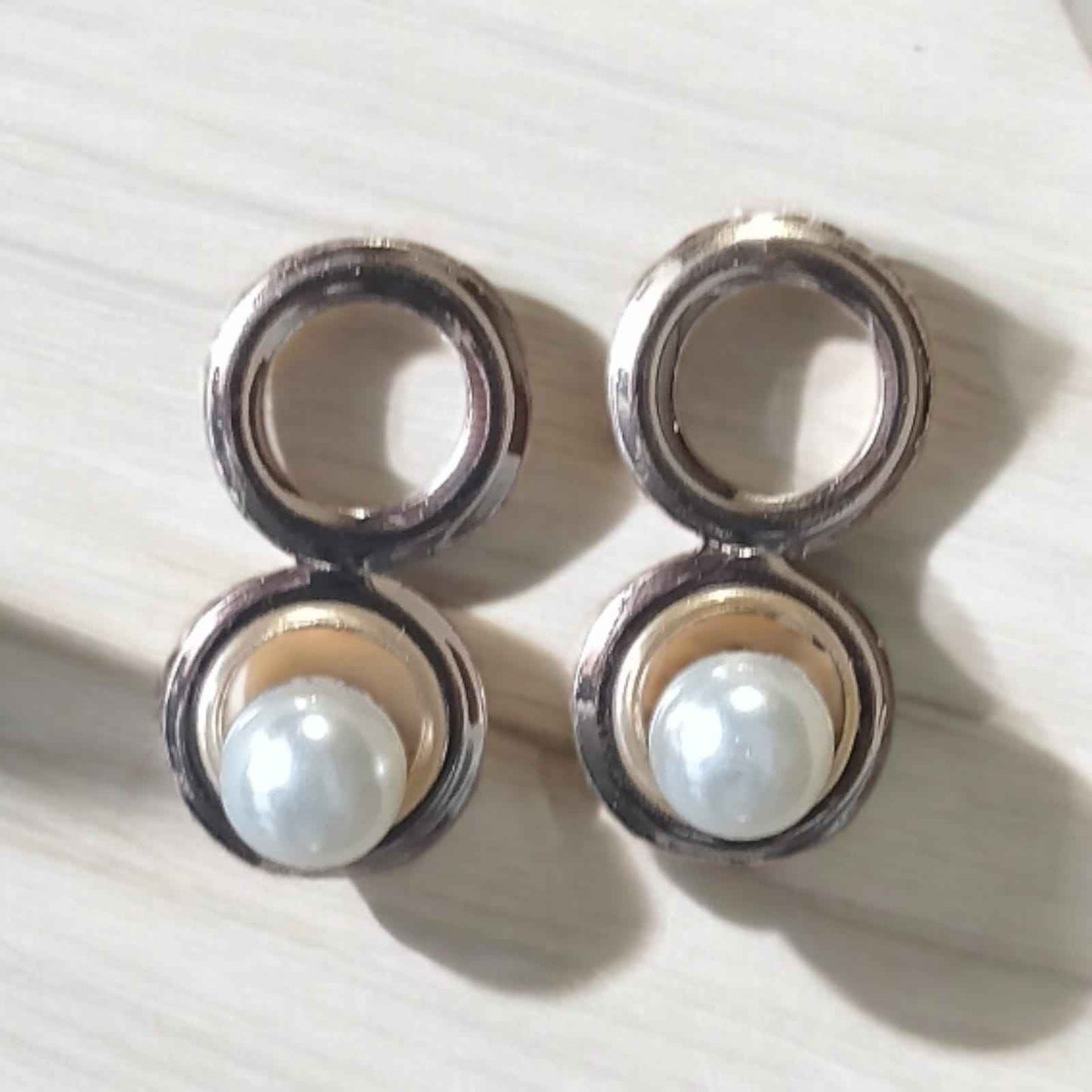 Two circle studs with moti - Kashika JewelCrafts
