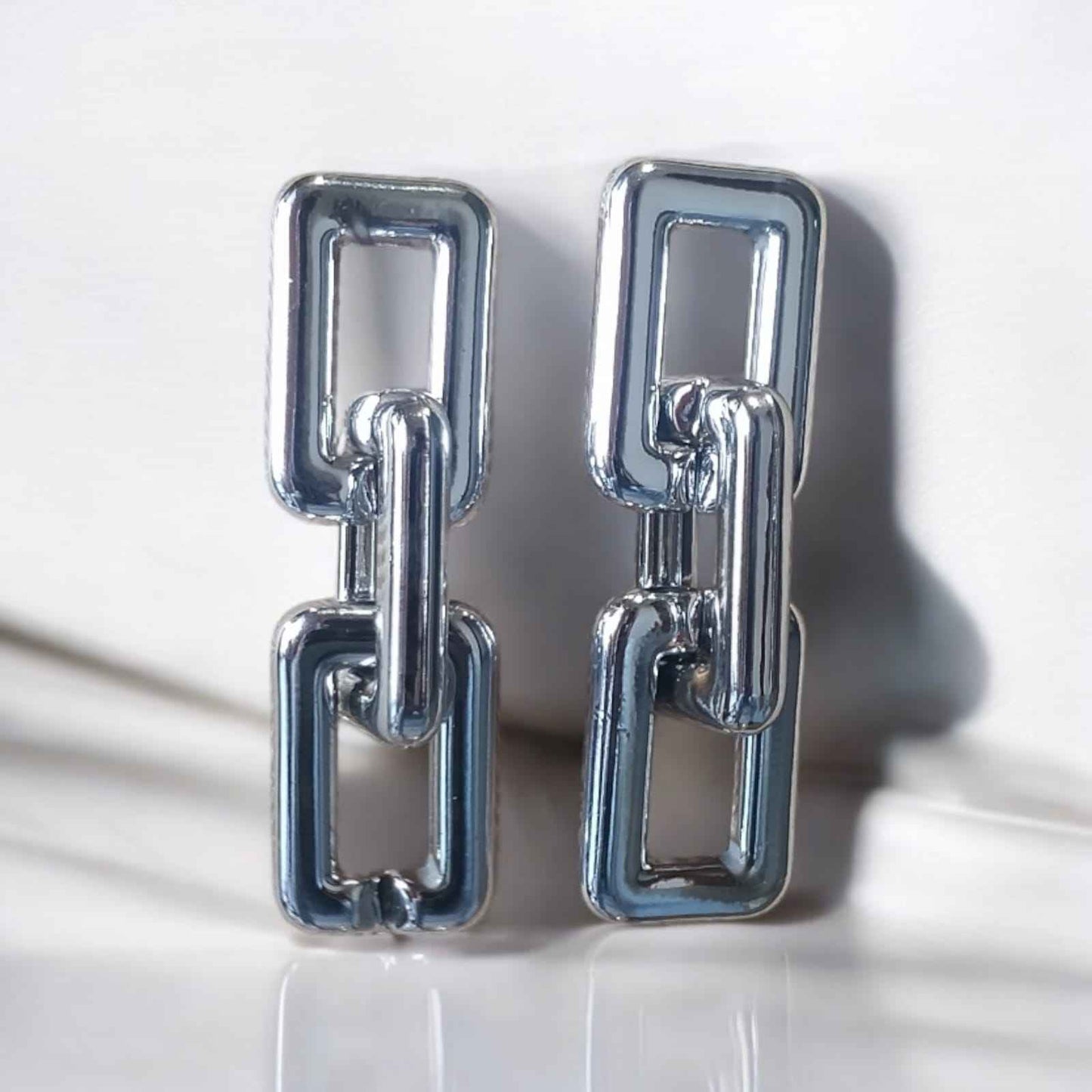Chunky square linked chain earrings - Kashika JewelCrafts
