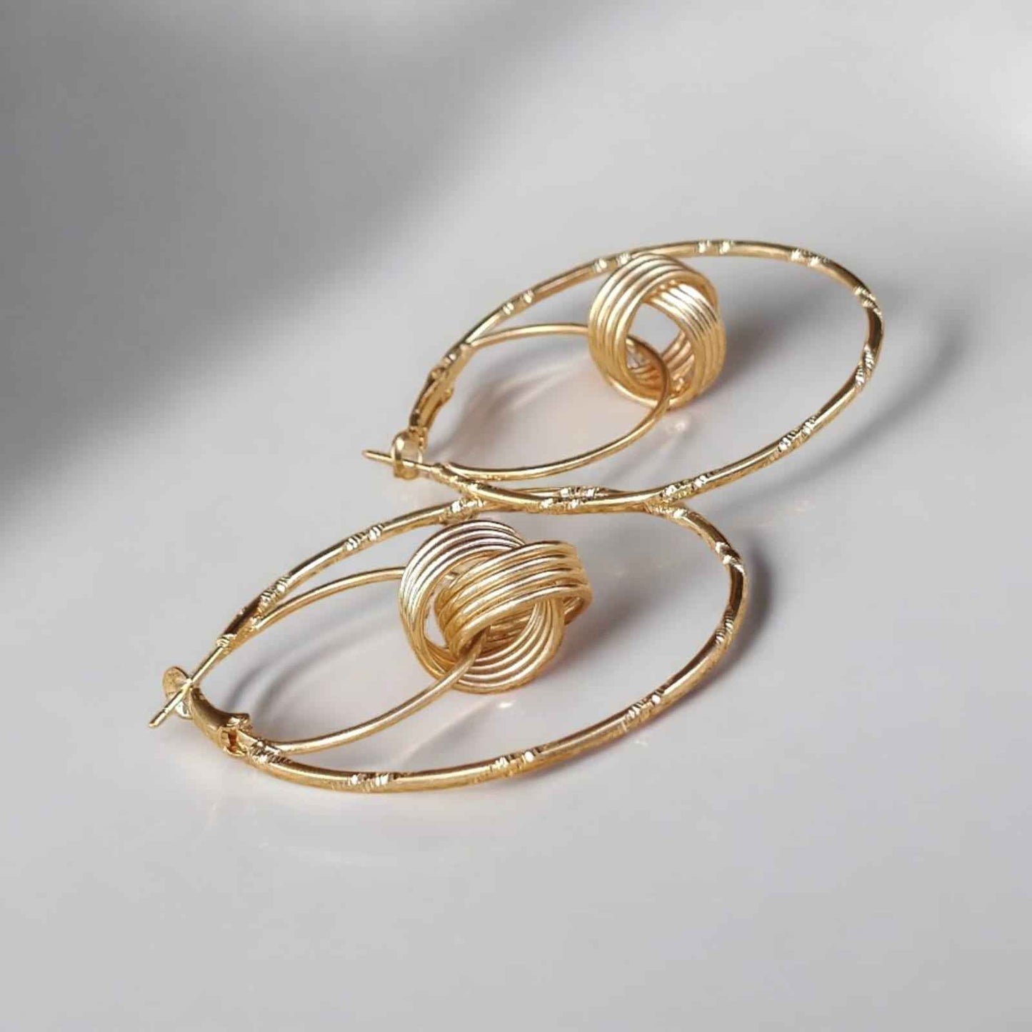 Gold stylish hoop earrings - Kashika JewelCrafts