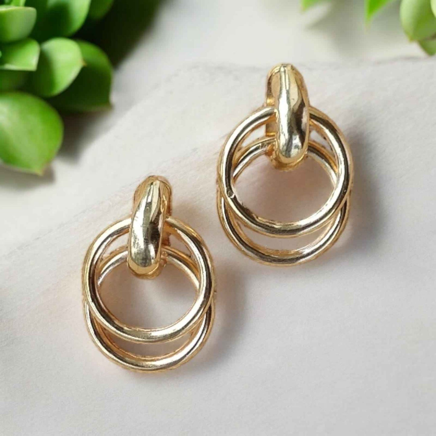 Gold double ring hoop - Kashika JewelCrafts