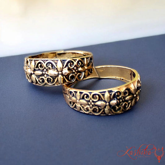 Women’s Oxidised Gold Toe Ring – Adjustable Brass Antique Finish Toe Ring for Women