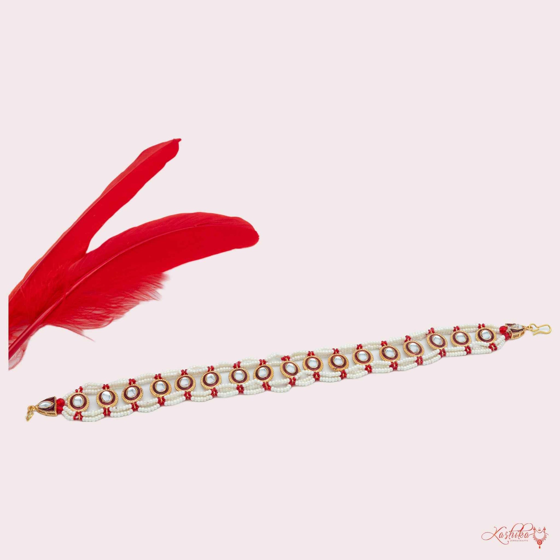 Red Kundan and Chid Matha Patti - Kashika JewelCrafts