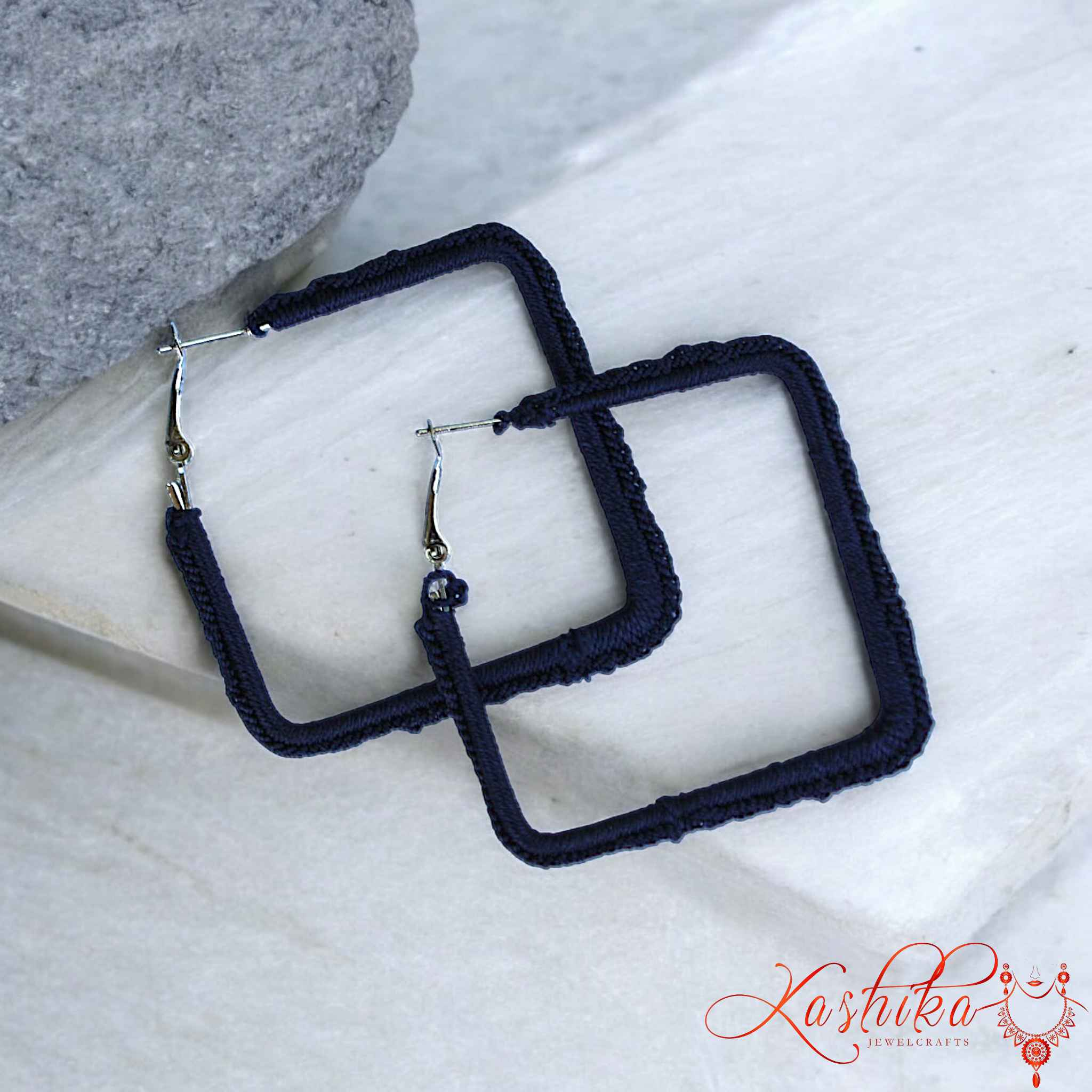 Celestial Navy Crochet Earrings - Kashika JewelCrafts