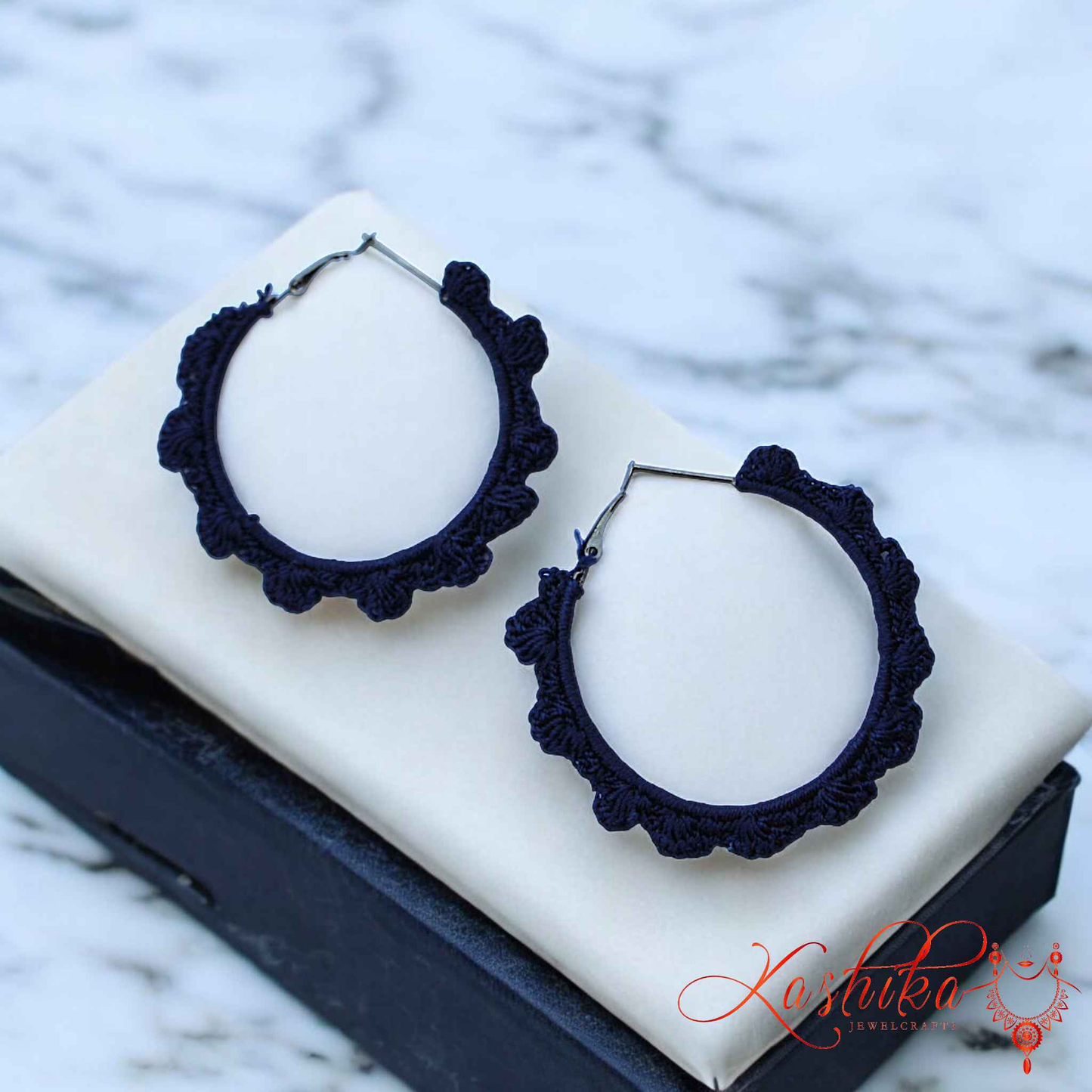 Sapphire Bloom Crochet Earrings - Kashika JewelCrafts