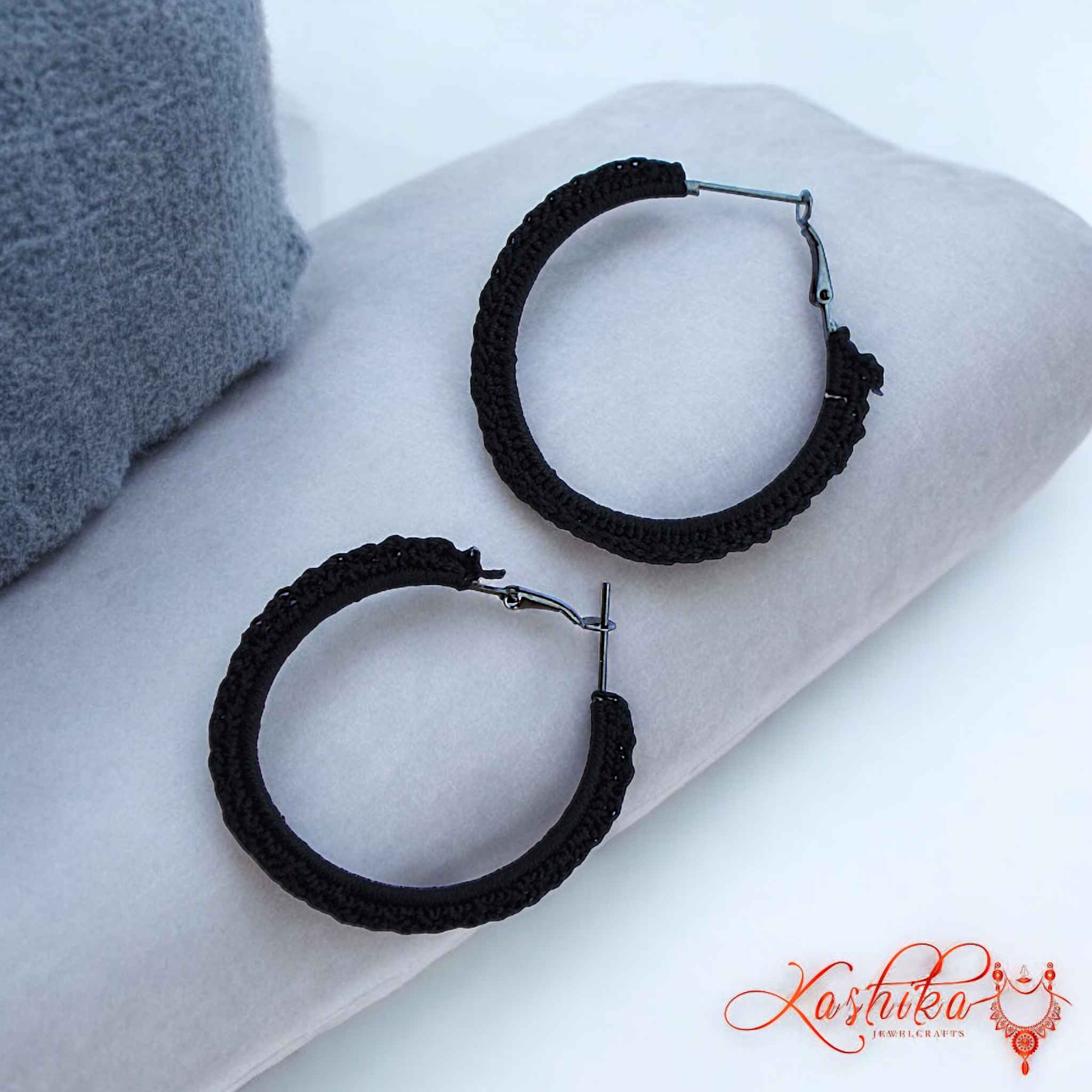Midnight Lace Crochet Earrings - Kashika JewelCrafts