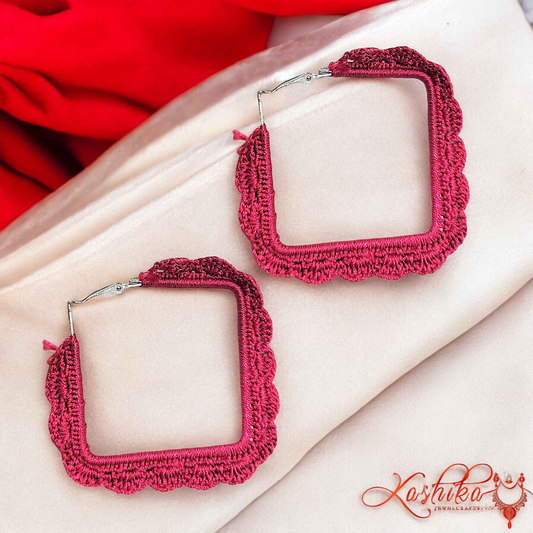 Pink Petal Crochet Earrings - Kashika JewelCrafts