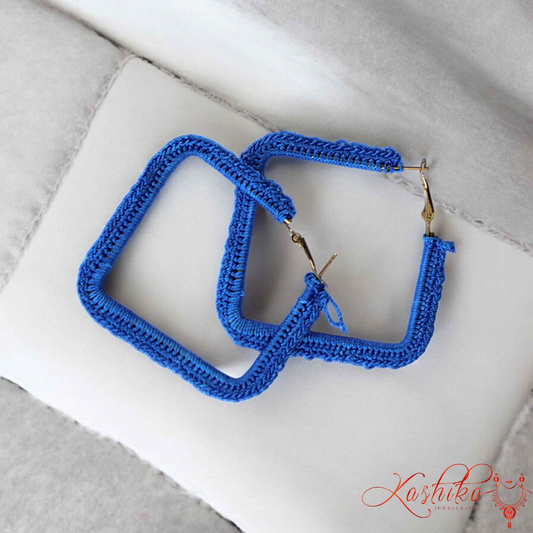 Indigo Frame Crochet Earrings - Kashika JewelCrafts