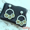 Handcrafted Mint Green Beaded Hoop Earrings – Floral Statement Jewelry - Kashika JewelCrafts