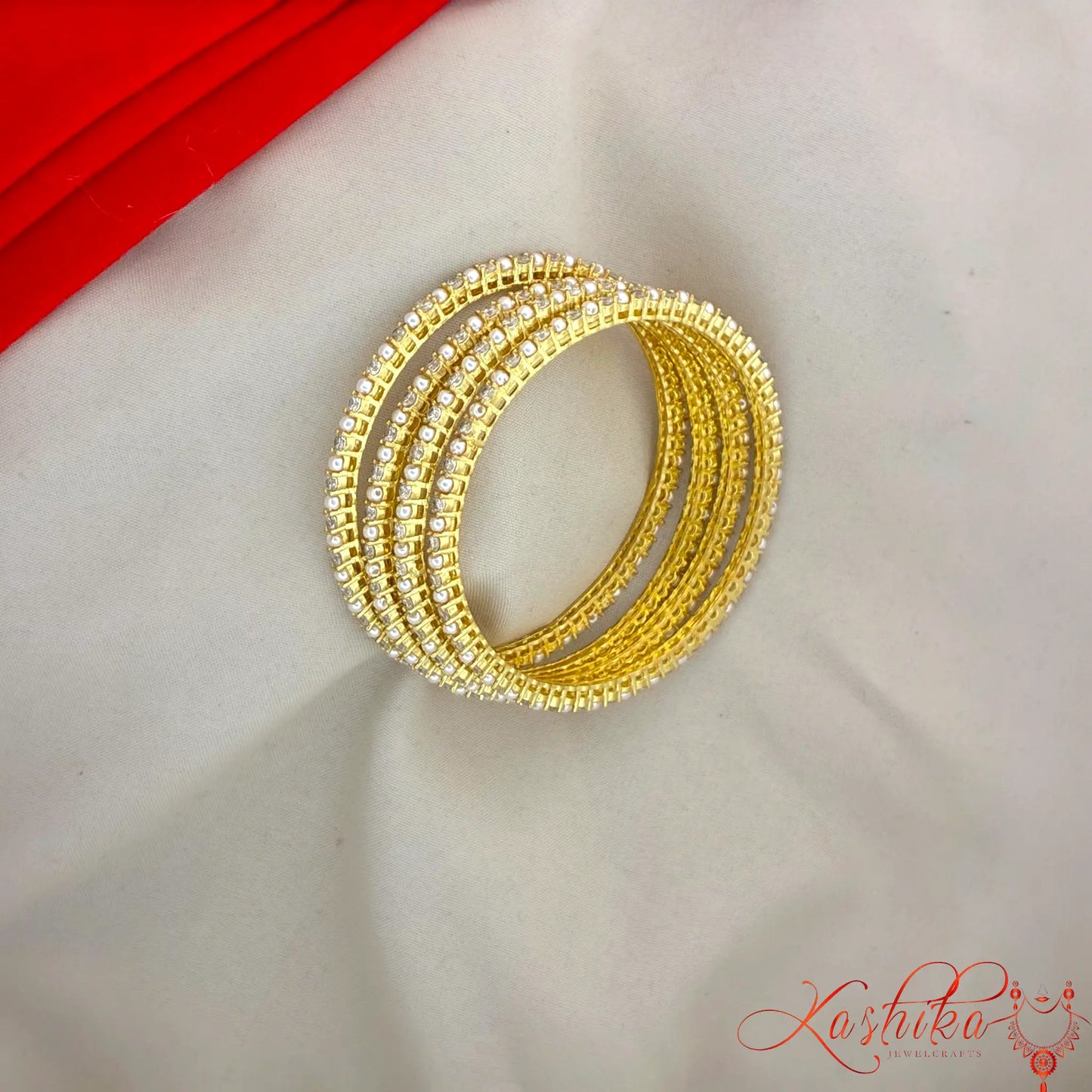 Gold Plated Stone Studded Bangles Set for Women | Elegant Party & Wedding Wear Bangles