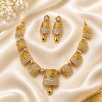 Gold-Tone CZ Designer Necklace Set