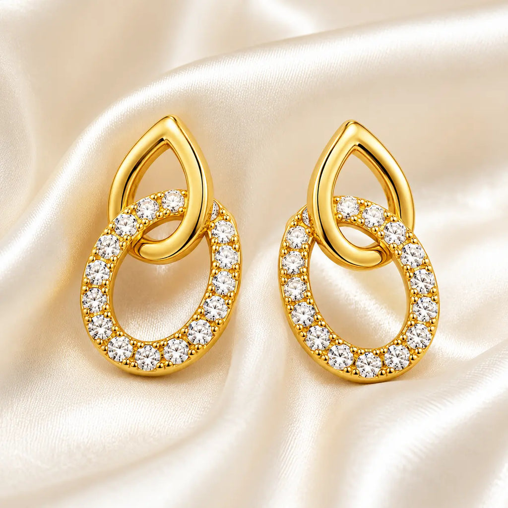Gold-Tone CZ Link Necklace Set