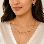 Gold-Tone CZ Link Necklace Set