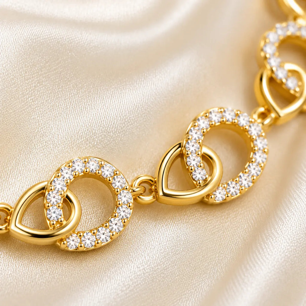Gold-Tone CZ Link Necklace Set