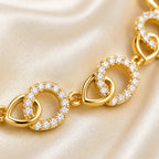 Gold-Tone CZ Link Necklace Set