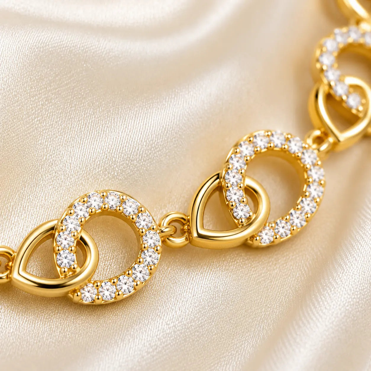 Gold-Tone CZ Link Necklace Set
