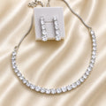 Silver-Tone CZ Tennis Necklace Set