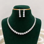 Silver-Tone CZ Tennis Necklace Set