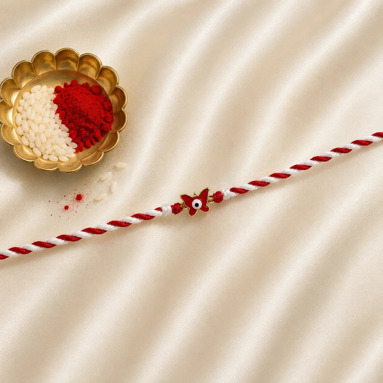 Red Evil Eye Butterfly Designer Rakhi