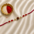 Red Rudraksha Pearl Designer Rakhi