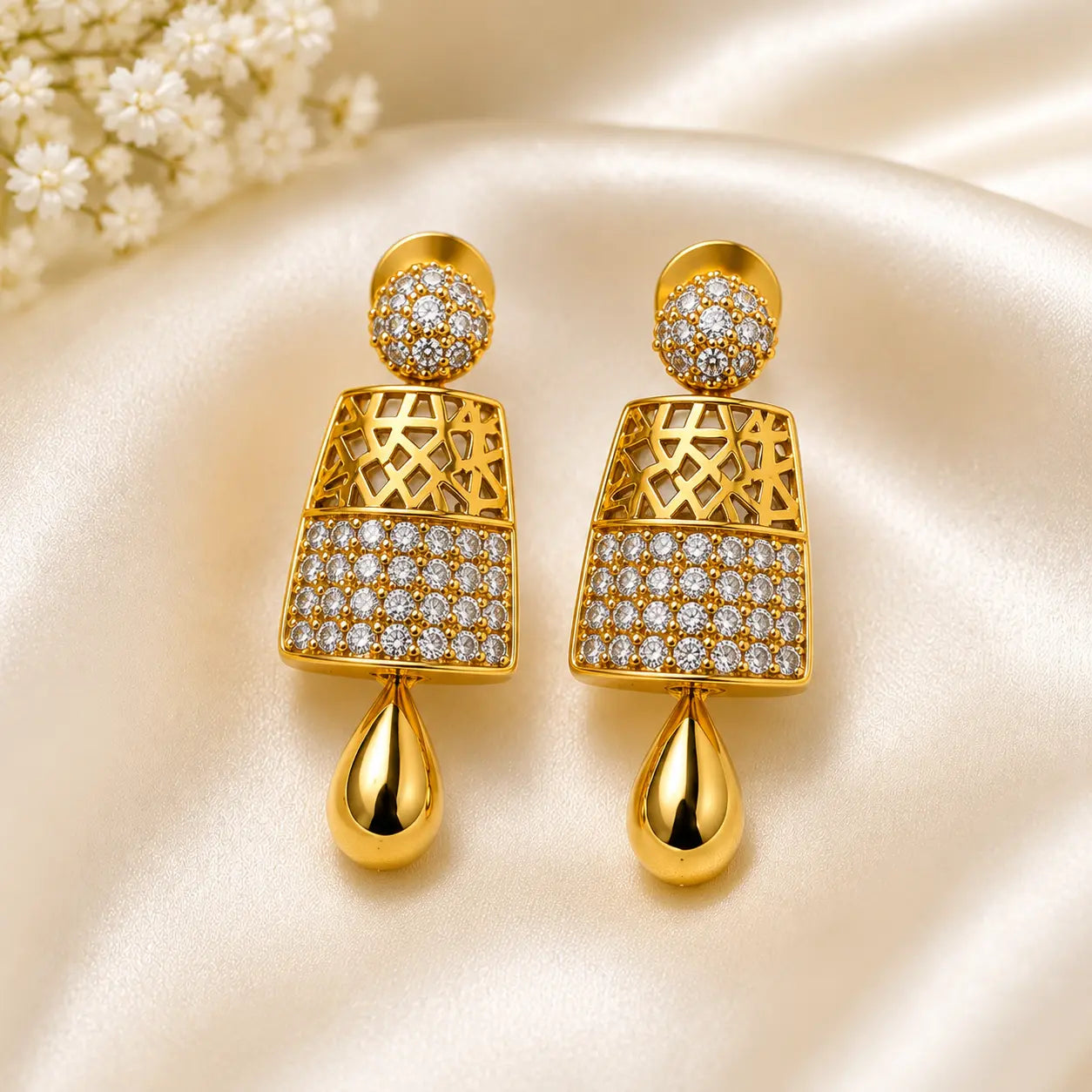 Gold-Tone CZ Designer Necklace Set