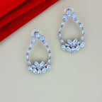 Elegant Crystal Drop Earrings for Women | Silver-Tone Statement Party Wear Earrings