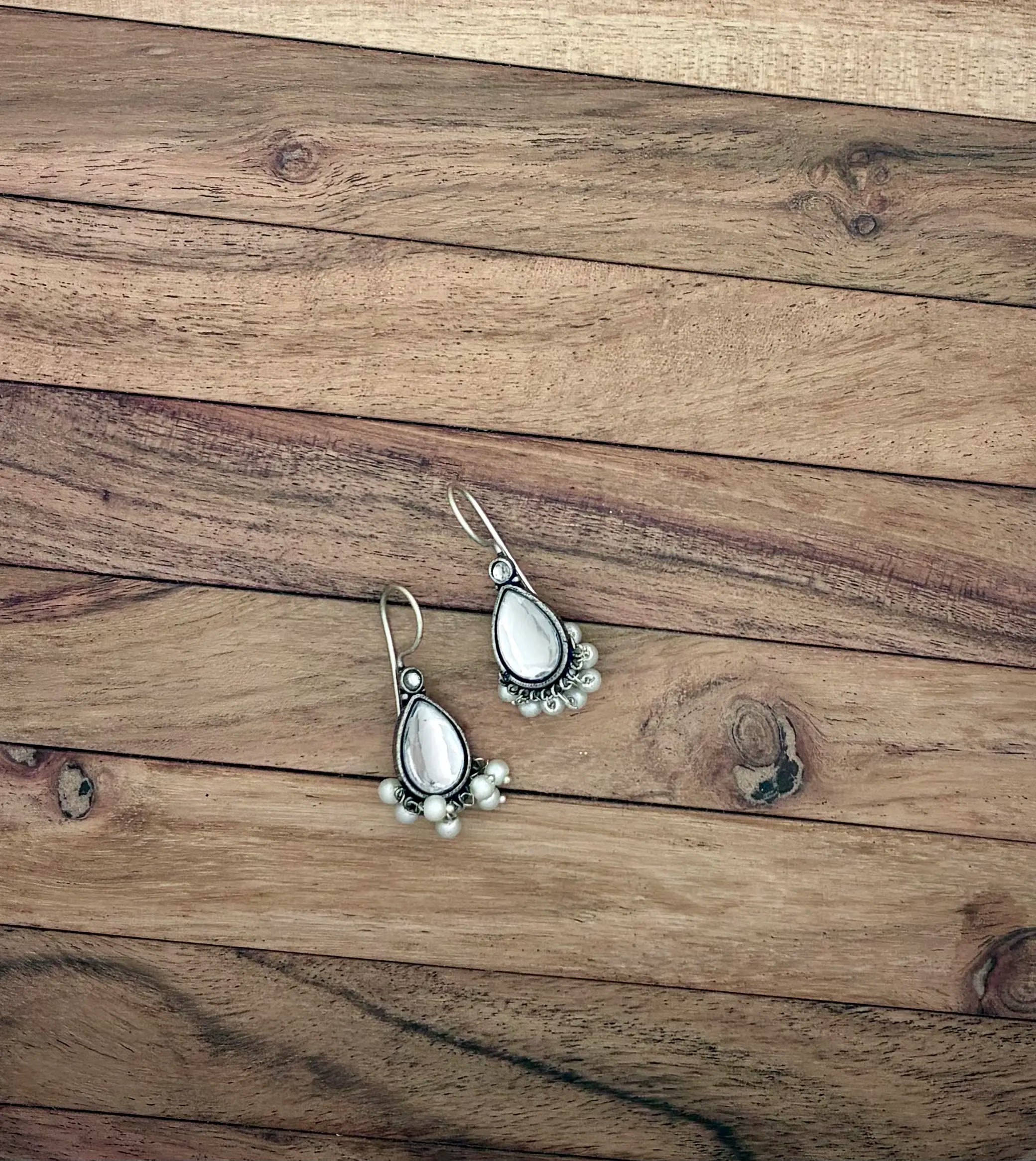 White Teardrop Pearl Dangle Earrings – Elegant Ethnic & Party Wear Earrings