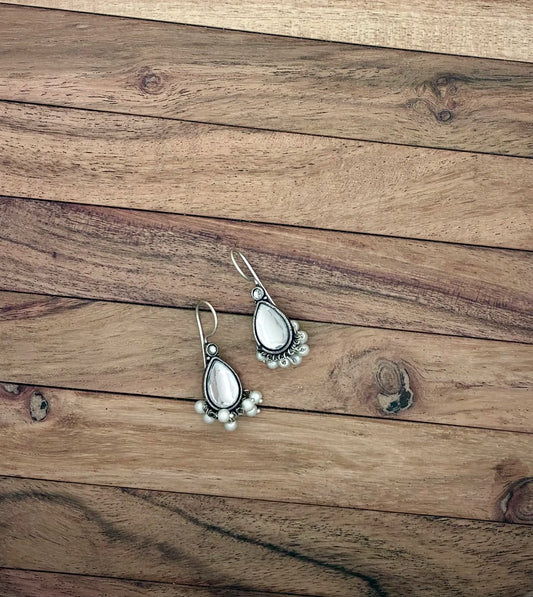 White Teardrop Pearl Dangle Earrings – Elegant Ethnic & Party Wear Earrings