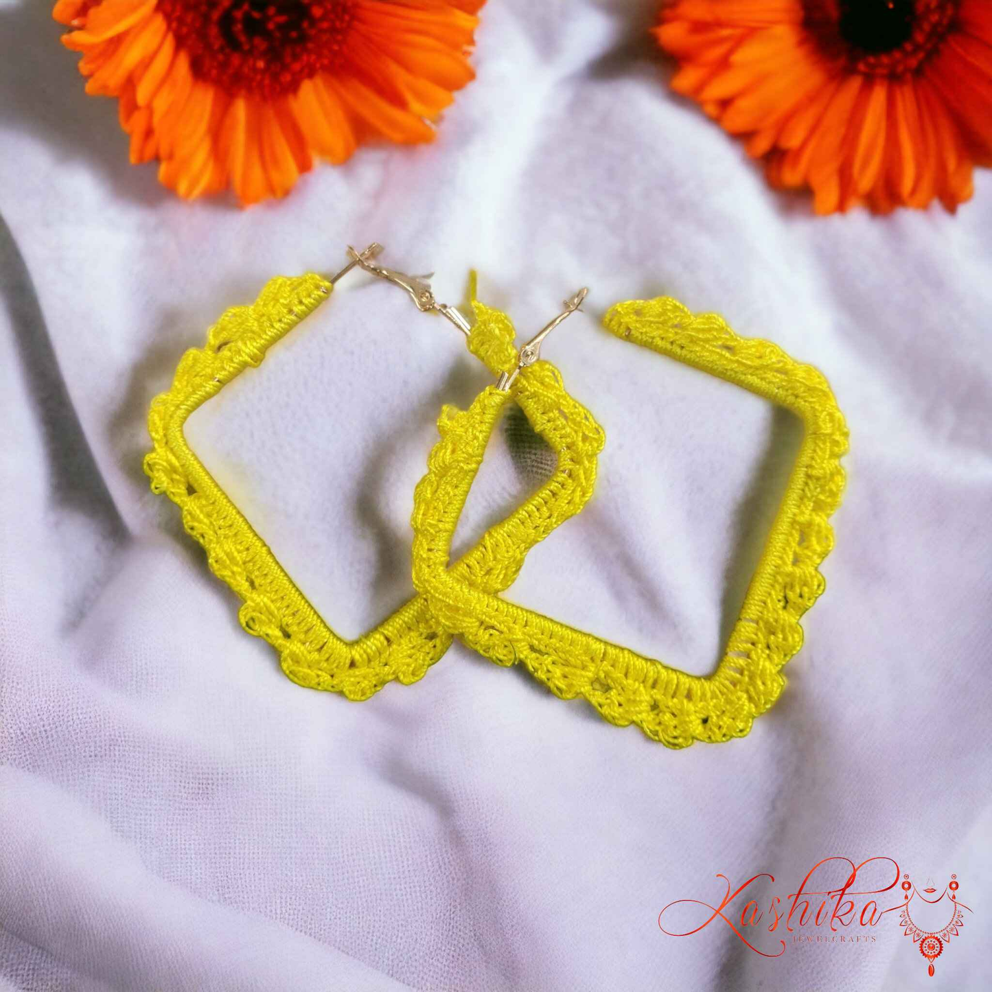 Sunshine Stitch Crochet Earrings - Kashika JewelCrafts