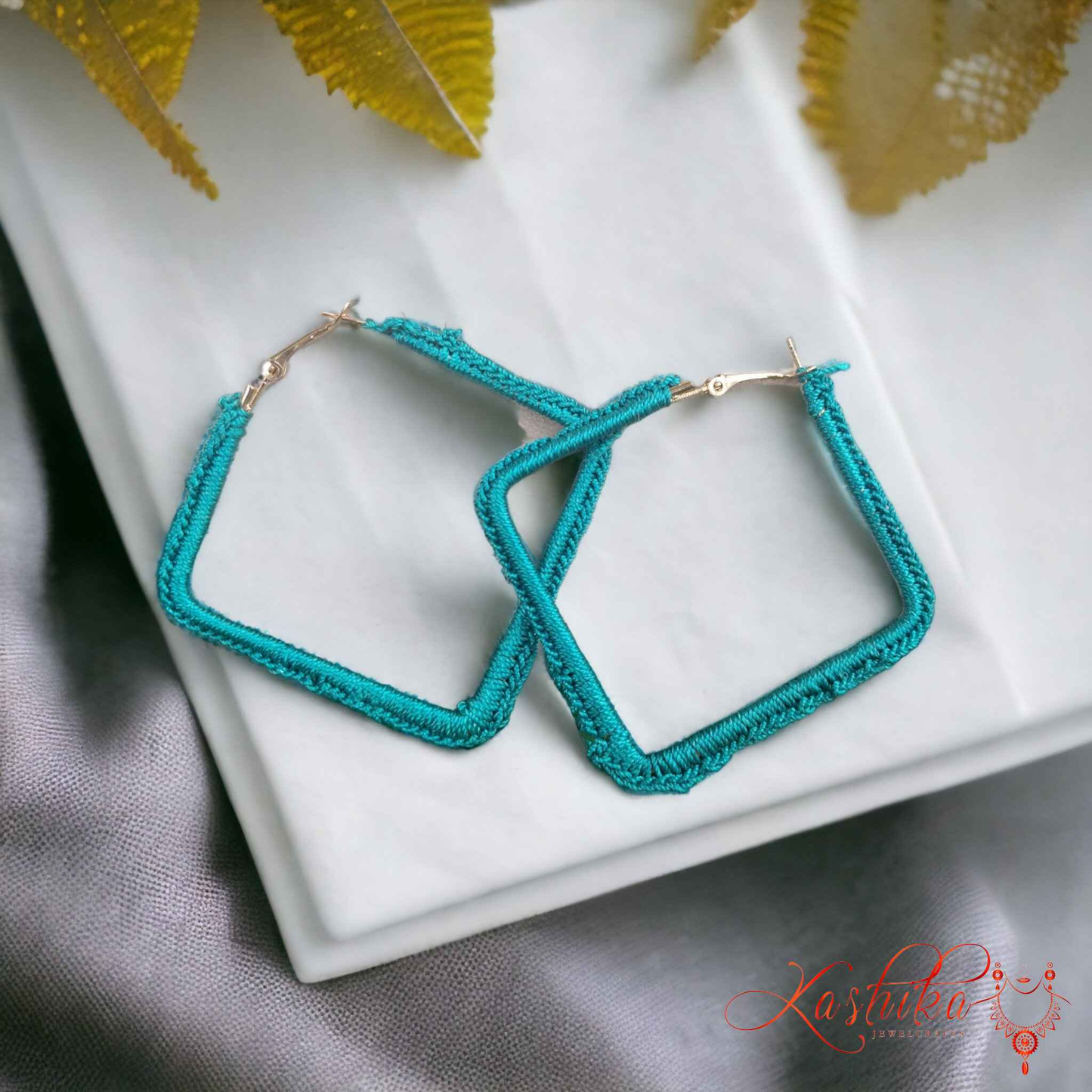 Teal Twilight Crochet Earrings - Kashika JewelCrafts