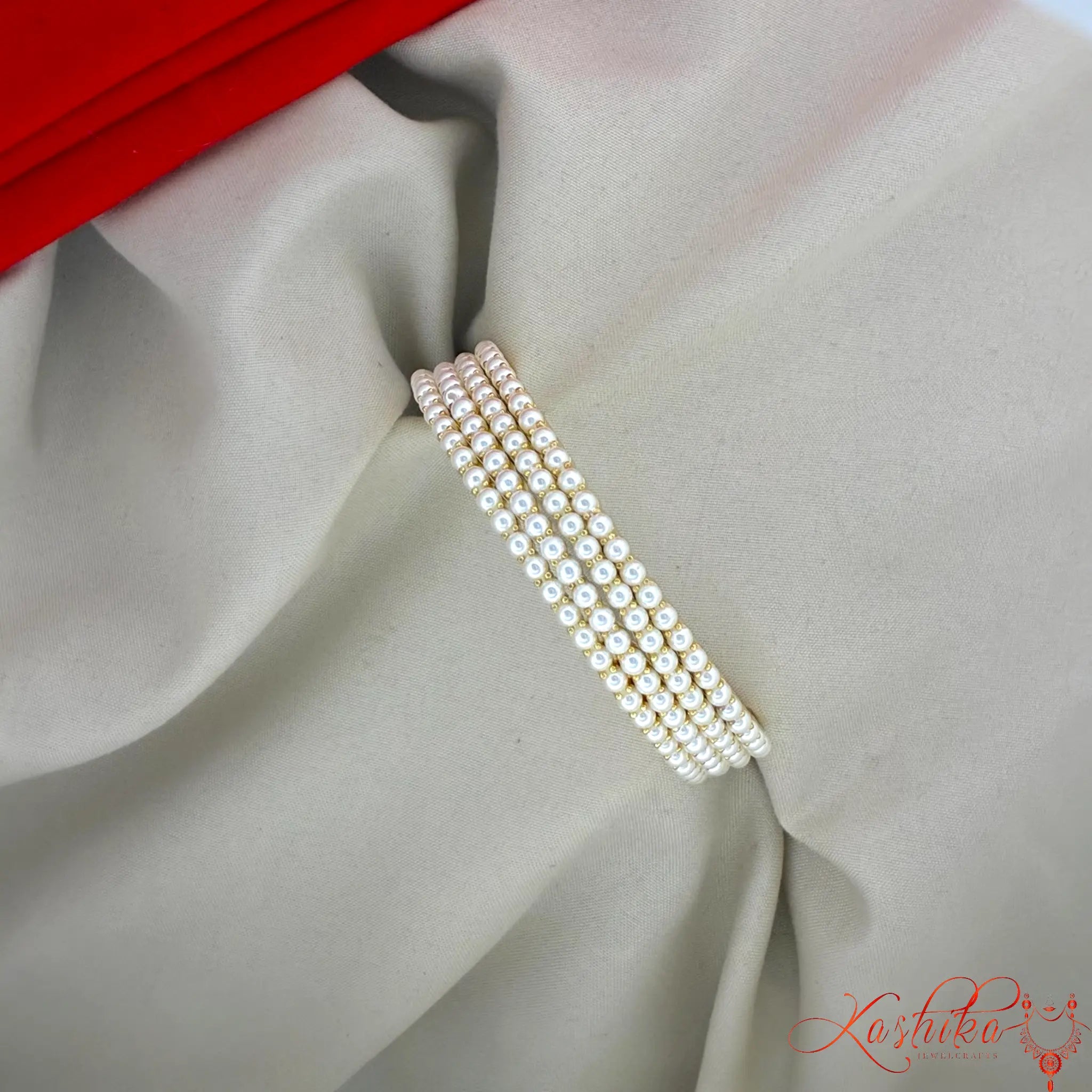 Elegant Multi-Row Pearl Gold Plated Bangle Set for Women | Premium Wedding & Festive Wear