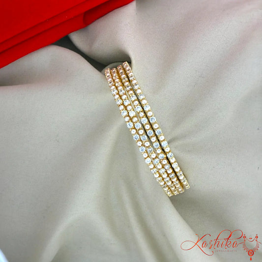 Gold Plated Stone Studded Bangles Set for Women | Elegant Party & Wedding Wear Bangles