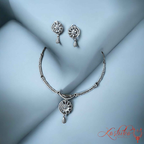 White Flower Style American Diamond Necklace Set - Kashika JewelCrafts