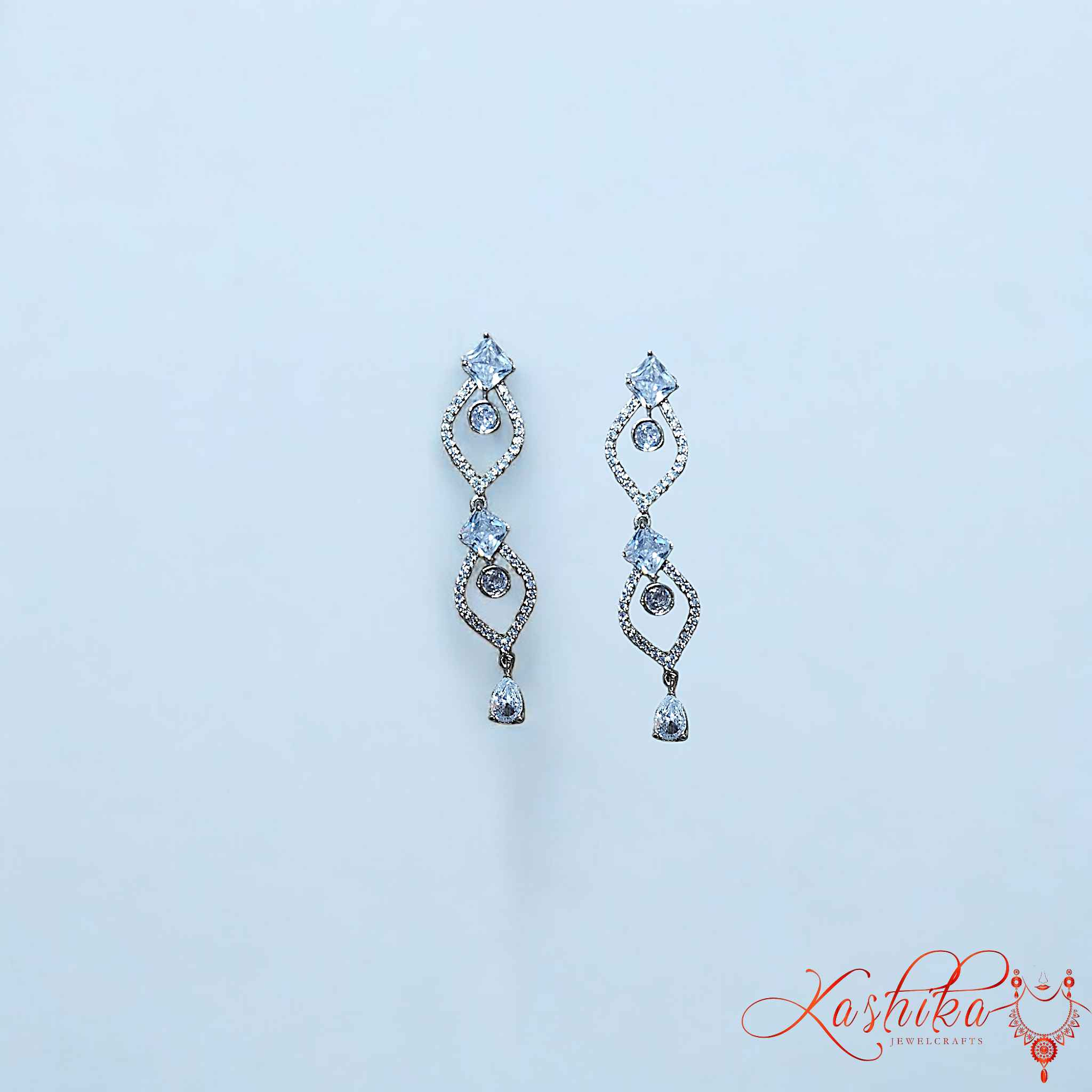 White Kundan Style American Diamond Necklace Set - Kashika JewelCrafts