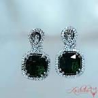 Green Square Stone American Diamond Necklace Set - Kashika JewelCrafts