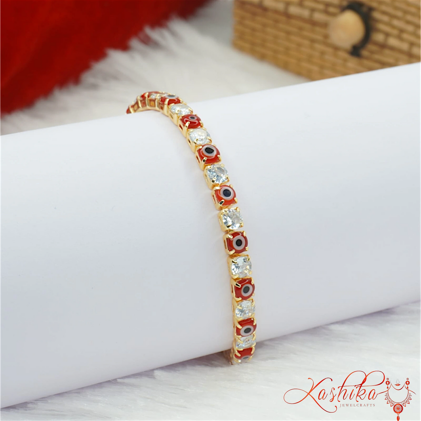 Gold Evil Eye Tennis Bracelet for Women – CZ Diamond Nazar Protection Bracelet