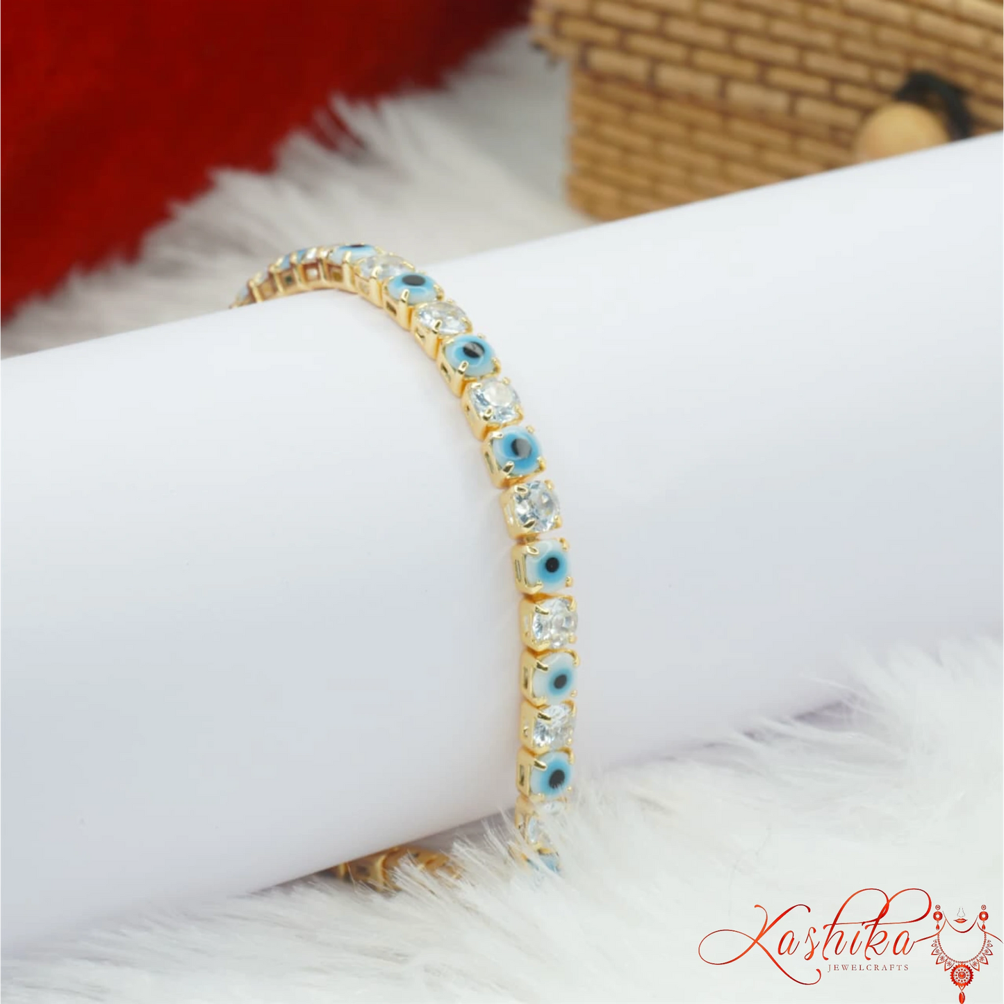 Gold Evil Eye Tennis Bracelet for Women – CZ Diamond Nazar Protection Bracelet