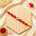 Red Kundan Bead Bhai Rakhi