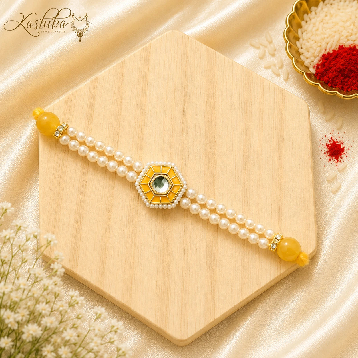 Yellow Pearl Bhai Rakhi