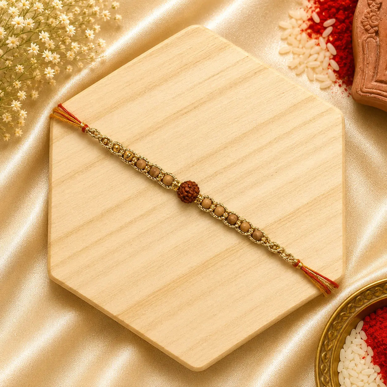 Natural Rudraksha Bead Bhai Rakhi