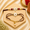 Brown Pearl Bhai Bhabhi Rakhi Set