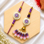 Purple Floral Bhai Bhabhi Rakhi Set | Designer Lumba Rakhi product image by Kashika JewelCrafts
