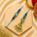 Sky Blue Pearl Bhai Bhabhi Rakhi Set