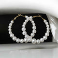 Stylish white pearl hoop earrings - Kashika JewelCrafts