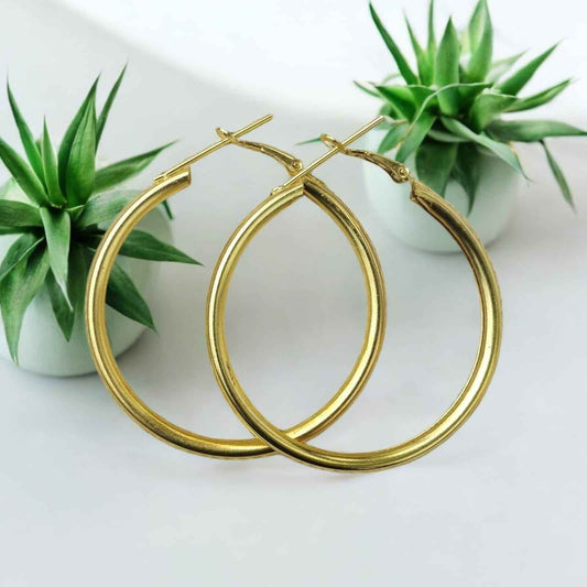 Stainless steel glossy bold round hoop earrings - Kashika JewelCrafts
