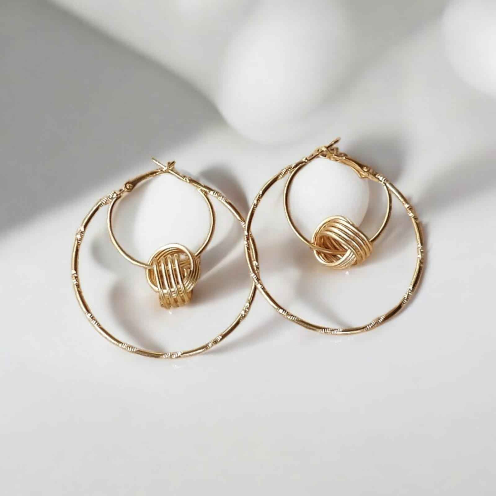 Gold stylish hoop earrings - Kashika JewelCrafts
