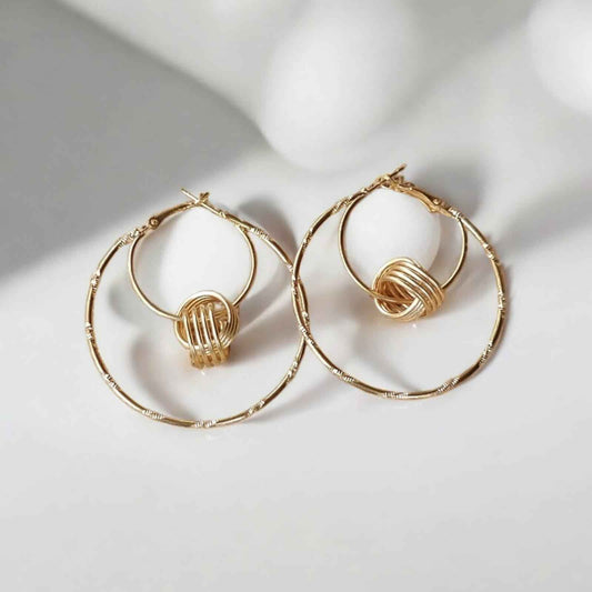 Gold stylish hoop earrings - Kashika JewelCrafts